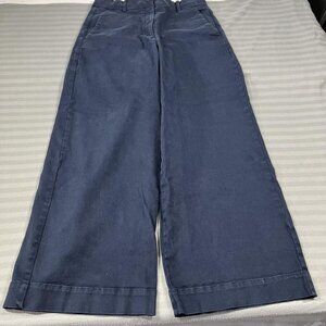 Everlane Pants Womens 12 Navy Twill Wide Leg High Rise Trouser Organic Cotton